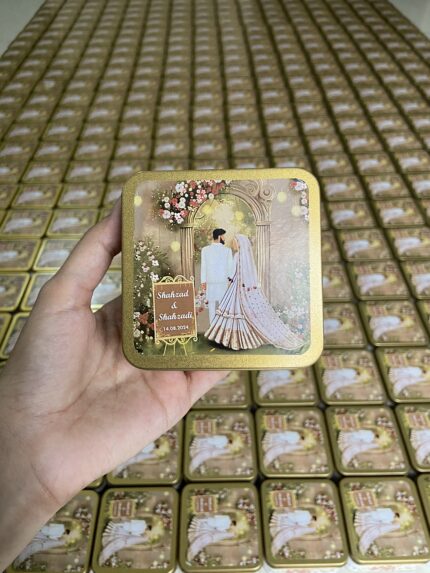 Tin Bid Boxes With Custom Stickers - Square